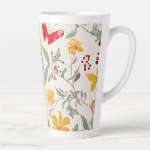 Caneca De Café Latte Flor - Lata Grande