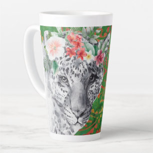 Caneca De Café Latte Flor Leopardo Selva Batik