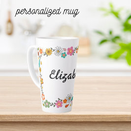Caneca De Café Latte Flor personalizada de 70 considerada grande