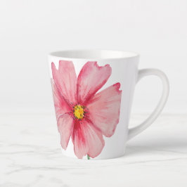 Caneca De Café Latte Flor Pintado Belamente Pintado Rosa