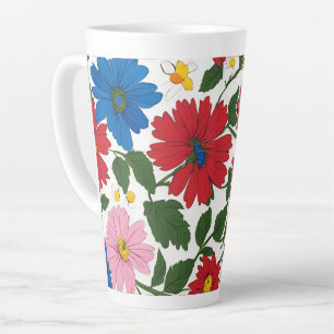 Caneca De Café Latte Flor projetado grande