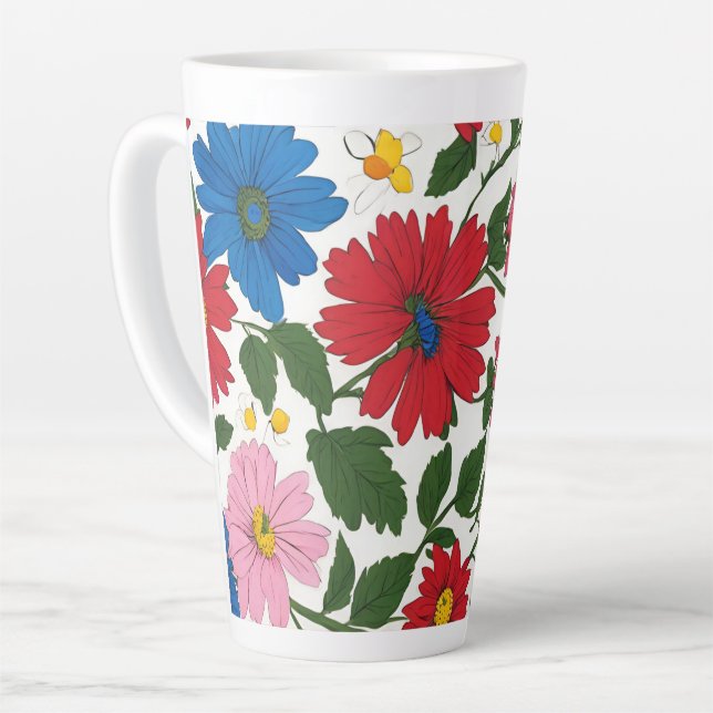 Caneca De Café Latte Flor projetado grande (Ângulo esquerdo)