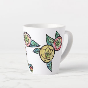 Caneca De Café Latte Flor Ranunculus Flor Flor Cor-de-Rosa