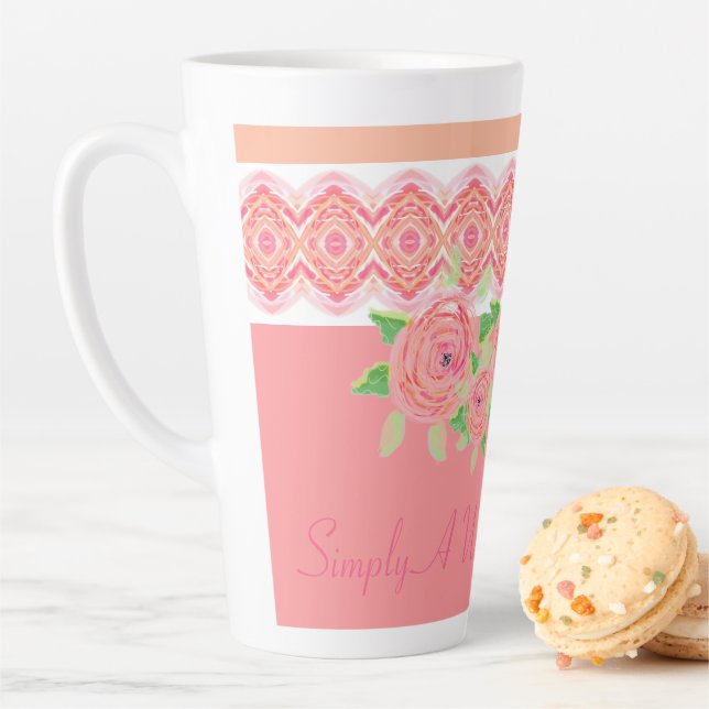 Caneca De Café Latte Flor rosa bonito acentuada (In Situ)