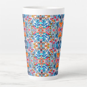 Caneca De Café Latte Flor silvestre artística em aquarela