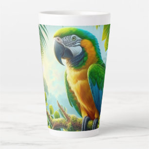 Caneca De Café Latte Flor tropical de macau verde