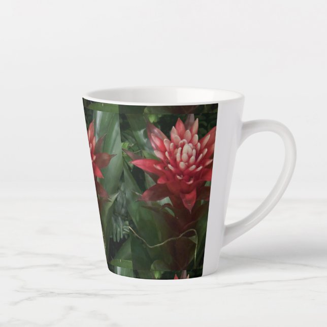 Caneca De Café Latte Flor Vermelho (Direita)