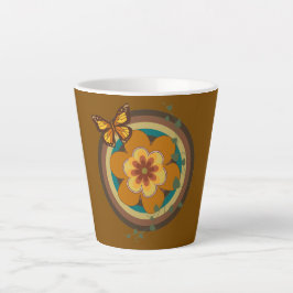 Caneca De Café Latte Flor Vintage , Estilo Vintage, Flor e Redondo 