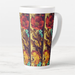 Caneca De Café Latte Flor vitoriana padrão floral elegante