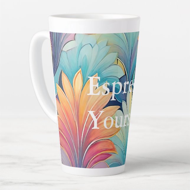 Caneca De Café Latte Flora 1 Floral Pastel Latte Mug (Ângulo esquerdo)