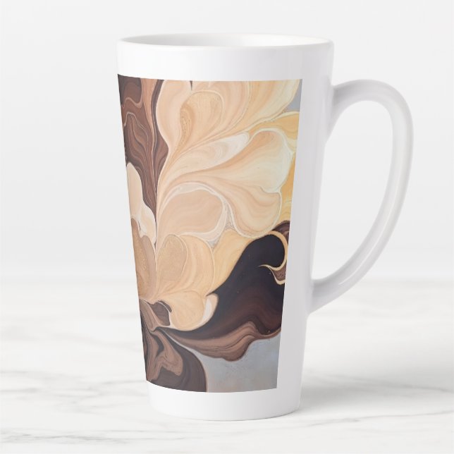Caneca De Café Latte Floração Dourada da Terra (Direita)