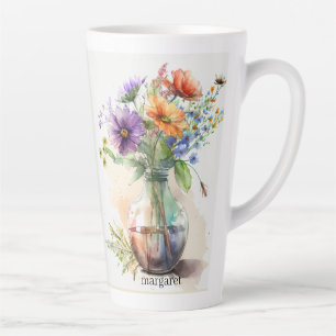Caneca De Café Latte Florais multicolores nº 8