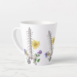 Caneca De Café Latte Floral Anatomy - Vertebrae, Hip Bone