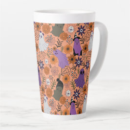 Caneca De Café Latte Floral assustador