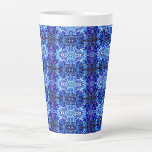 Caneca De Café Latte Floral azul abstrato