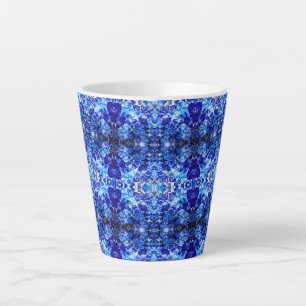 Caneca De Café Latte Floral azul abstrato