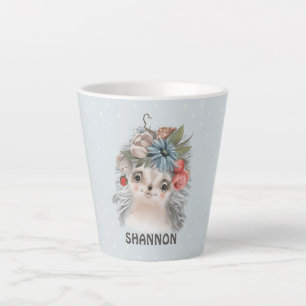 Caneca De Café Latte Floral Baby Hedgehog Latte