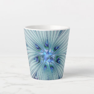 Caneca De Café Latte Floral Beauty Abstrato Modern Blue Pastel Flower