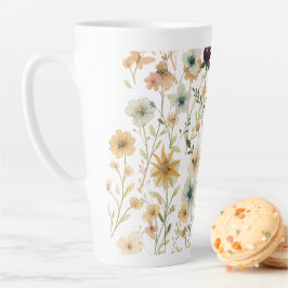 Caneca De Café Latte Floral & Butterfly, Whimsical Garden-Inspired