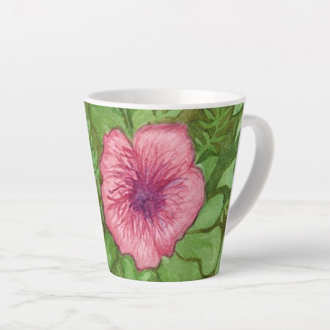 Caneca De Café Latte Floral de Aquarela (Ângulo direito)