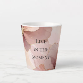 Caneca De Café Latte Floral Dourado Rosa-Blush Romântico