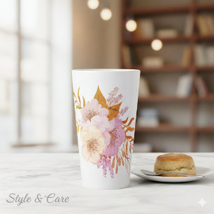 Caneca De Café Latte Floral Fantasy
