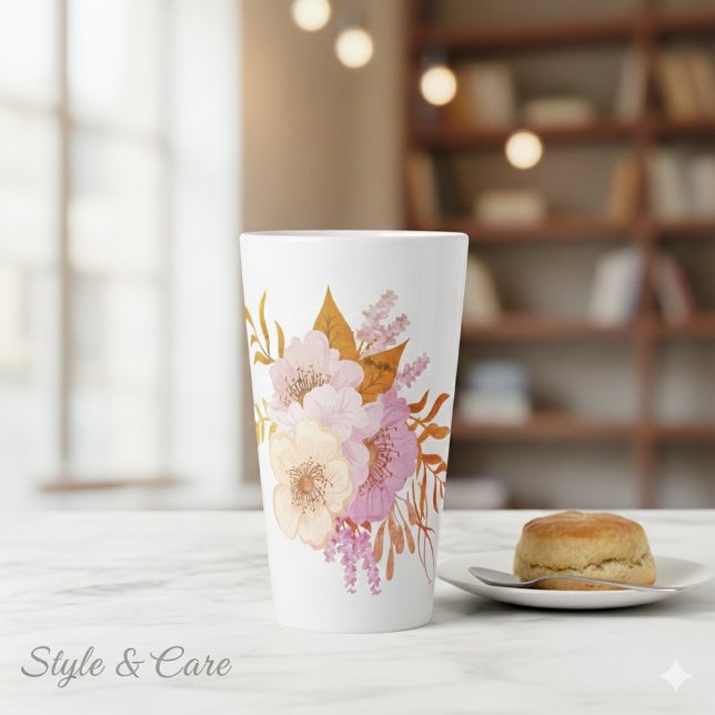 Caneca De Café Latte Floral Fantasy (Floral Fantasy Latte Mug)