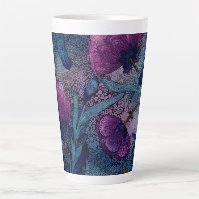Caneca De Café Latte Floral fúcsia (Frente)