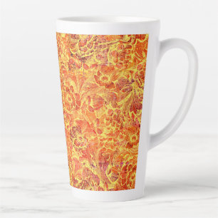 Caneca De Café Latte Floral Ornamental com Textura - Visual Antigo