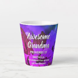 Caneca De Café Latte Floral Personalizado AWESOME GRANDMA Proverbs 31