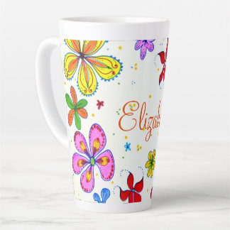 Caneca De Café Latte Floral Personalizado Retrorado