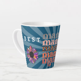 Caneca De Café Latte Floral Personalizar a Melhor Mãe Azul