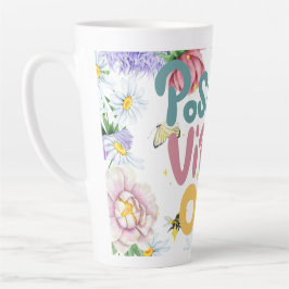 Caneca De Café Latte Floral Positive Vibes Mug