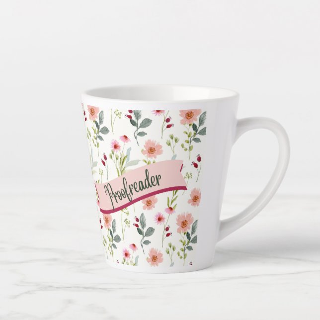 Caneca De Café Latte Floral Proofreader Latte Mug (Direita)