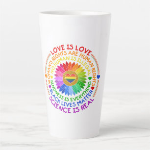 Caneca De Café Latte Floral Rainbow Posição Política e Social