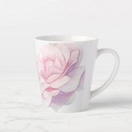 Caneca De Café Latte Floral Rosa Claro Ilustrado à Mão