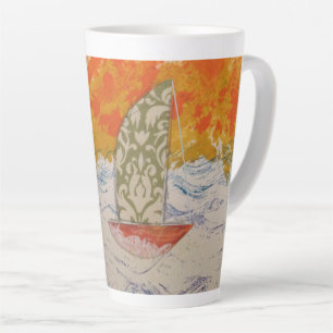 Caneca De Café Latte Floral Sail