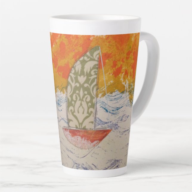 Caneca De Café Latte Floral Sail (Ângulo direito)