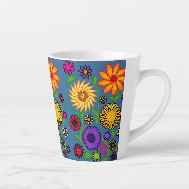 Caneca De Café Latte floreado (Direita)