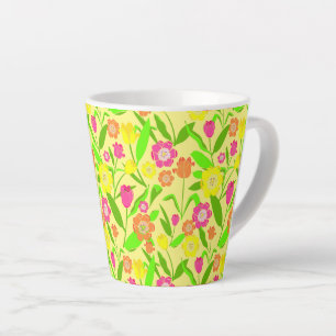 Caneca De Café Latte Flores Amarelas bonito De Limão Padrado Com Tulip