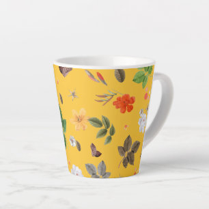 Caneca De Café Latte Flores Amarelas e Rosas Brancas 10