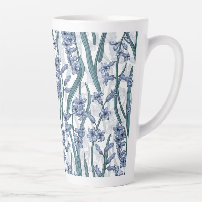 Caneca De Café Latte Flores Blue Hyacinth em branco (Direita)