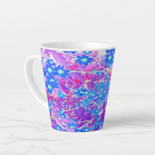 Caneca De Café Latte Flores bonito de Azul Violeta e Verde limão