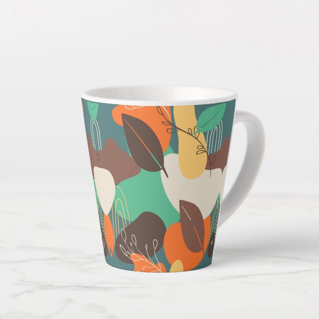 Caneca De Café Latte Flores Coloridas (Ângulo direito)