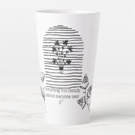 Caneca De Café Latte Flores com aspas