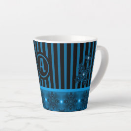 Caneca De Café Latte Flores de Artdeco em Estilo Retroativo com monogra