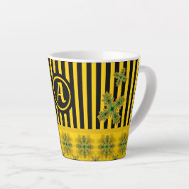 Caneca De Café Latte Flores de Artdeco em Estilo Retroativo com monogra