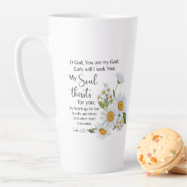 Caneca De Café Latte Flores De Camomila De Escritura De Bíblia Psalm 63