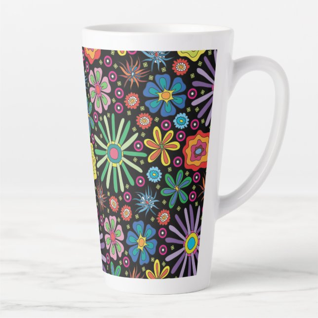 Caneca De Café Latte Flores de Celebração (Direita)
