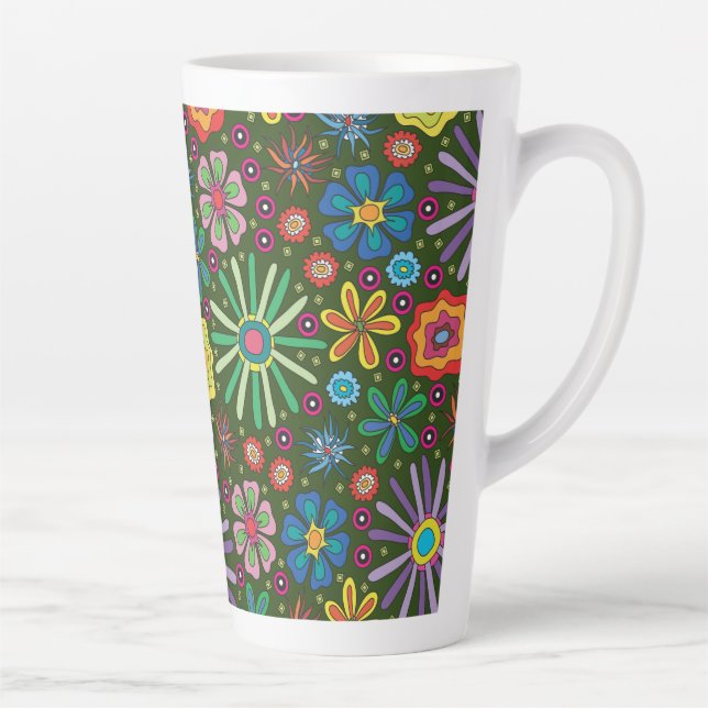 Caneca De Café Latte Flores de Celebração (Direita)